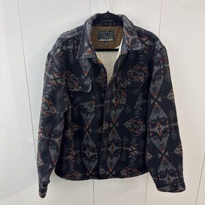 Jachs New York Mens XL Aztec Wool Blend Shirt Coat Jacket Sherpa Lined Shacket